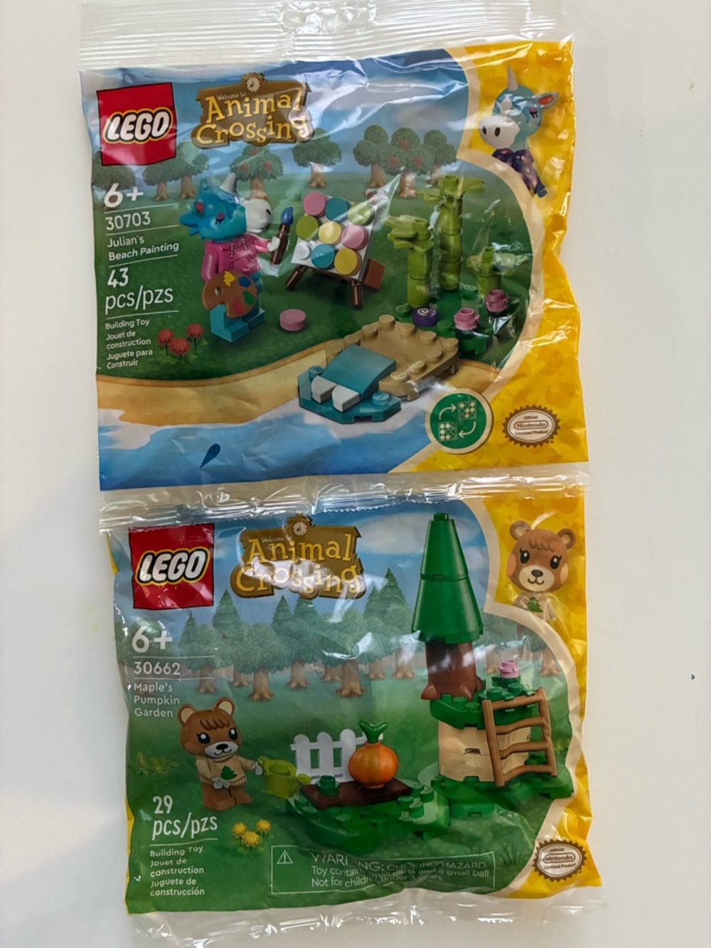 LEGO Animal Crossing 2 Bags Maple's Pumpkin Garden 30662 & Julian’s Beach 30703